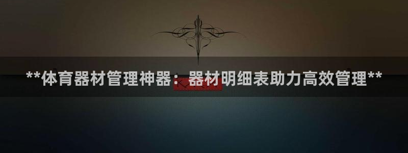 星欧娱乐测速：**体育器材管理神器：器材明细表助力高